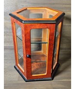 Vintage Silvestri Wood Glass Hexagon 3-Tier Curio Display Case W/ Hinge ... - $98.95