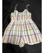 True Craft Plaid Romper - Women&#39;s Size L - Pastel Colors - Summer Casual - $20.51 CAD