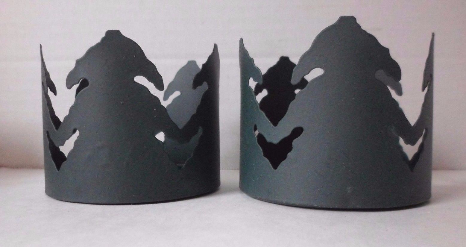 Evergreen Pine Tree Lodge Votive Cup Holder Set Of 2 Metal by Tender Heart Treas - $9.75