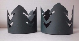 Evergreen Pine Tree Lodge Votive Cup Holder Set Of 2 Metal by Tender Heart Treas - £7.79 GBP