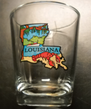 Louisiana Shot Glass Clear Glass with Full Color State Shape Map MAFCO Copyright - £5.46 GBP