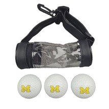 U of M University of Michigan Logo Golf Ball Pack Of 3 With Mini Golf Bag Holder - £5.01 GBP