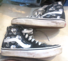 Vans Shoes Mens 3.5 Womens 5 Medium Top Skate Bandana Skulls 508731 Black White - £14.74 GBP