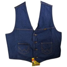 Wrangler Cowboy Cut Denim Vest Mens Size 2XL XXL Jean Trucker Sleeveless - £43.07 GBP