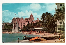 Waikiki Beach Royal Hawaiian Sailboat Surfers Hawaii HI Koppel Postcard c1960s - £8.03 GBP
