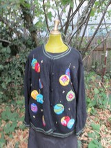 Christmas Sweater Bobbie Brooks Size XL Womens 16/18 UGLY ornaments Black - £11.89 GBP