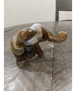 Imperial Caramel Glass Elephant Figurine Brown Slag Heisley Mold - $49.49