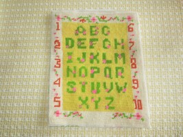 Handmade ALPHABET &amp; NUMBERS NEEDLEPOINT PANEL for Framing or Pillow - 8&quot;... - £7.07 GBP