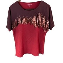Coldwater Creek Sequin Top Size 3X Burgundy Holiday Party Blouse - £13.27 GBP