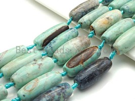 1pc/8pc Natural Turquoise Black Agate - 14x40mm Barrel Spacer Beads - Sku#U884 - $3.50+