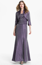 Adrianna Papell  Purple Pleated Bodice Shimmer Gown Bolero SIZE 6 NEW $248 - £108.81 GBP