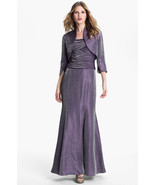 Adrianna Papell  Purple Pleated Bodice Shimmer Gown Bolero SIZE 6 NEW $248 - £108.81 GBP