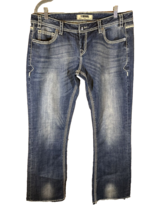 Rock Roll Cowgirl Size XL 34 w x 34 L Mid Rise Boot Cut Denim Blue Jeans - AC - £12.83 GBP