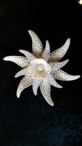 Vintage Celluloid Winter White Brooch Pin 4&quot; in Gift Box - £31.23 GBP