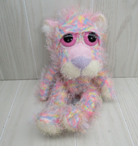 Russ Pitt Panther Cat Plush Rainbow Multicolor Pink Big Eyes Stringy Fur... - $7.20