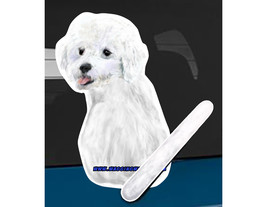 Bichon Frise dog rear window wiper wagging tail sticker - $12.99