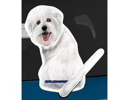 Coton de Tulour dog rear window wiper wagging tail sticker - £10.38 GBP