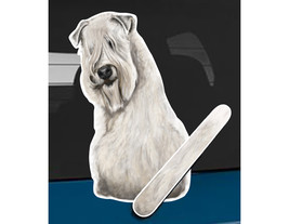 Wheaten Terrier dog rear window wiper wagging tail sticker - $12.99