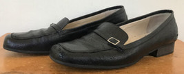 Vtg Talbots Black Leather Italian Buckle Loafers Square Toe Flats Shoes ... - $29.99