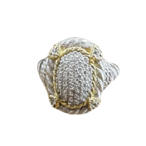 Judith Ripka Oval Pave CZ &amp; 925 Sterling Silver Ring - £137.84 GBP