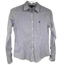 Brooks Brothers 346 Collar Button Up Striped Fitted Shirt Stretch Women Size 2 - £19.90 GBP