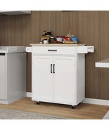 White Kitchen Island Rolling Cart w/ Storage - €162,43 EUR