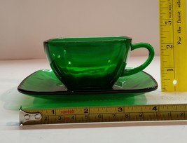 Vintage Anchor Hocking Charm Forest Green Cup and Saucer - £4.78 GBP