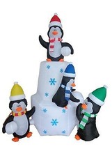 8 Foot Tall Christmas LED Inflatable Penguins Family Snow Balls Yard Decoration - £94.58 GBP