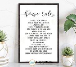 House Rules Wall Art Family Rules Home Sign Homewarming Prints Wall Decor -P724 - £19.75 GBP+
