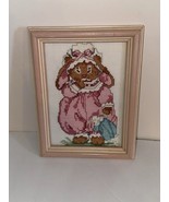 Golden Bee CLOVER BUNNY BEDTIME Cross Stitch Girly Rabbit + FRAME  - $14.92 CAD