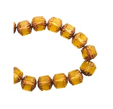 20 Preciosa Czech Glass 10mm Faceted Light Topaz Gold Ends Cathedral Beads - £4.73 GBP