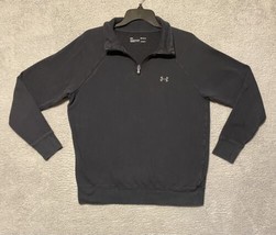 Under Armour Sweater Mens M Pullover 1/4 Zip Black Loose Heatgear - $10.89