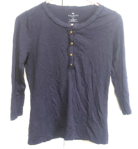 Talbots Dark Blue Womens M Petite Long Sleeve Pull Over Shirt Blouse Top - $9.90