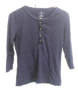 Talbots Dark Blue Womens M Petite Long Sleeve Pull Over Shirt Blouse Top - $9.90