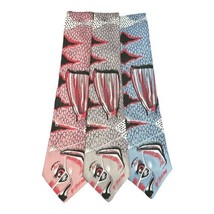 3 Vintage Fox Hill Mens Blue Pink Gray Sunfish Fanciful Fish 1986 Necktie  - £11.32 GBP