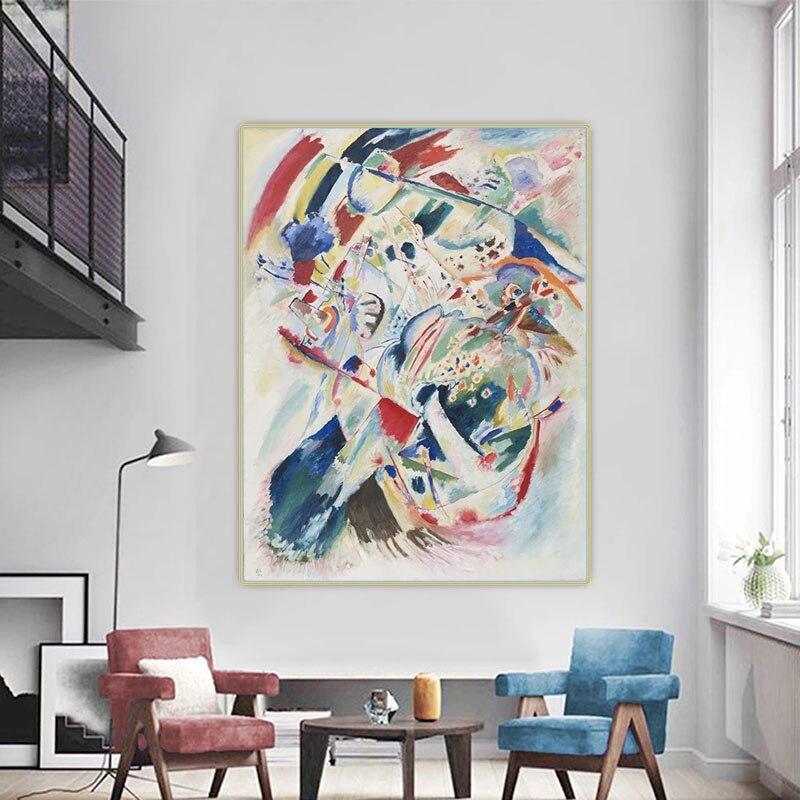 Hand Painted Wassily Kandinsky Abstract Canvas Oil Paintings on The Wall Christm
