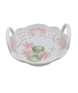 Vintage 2000 Hand Painted Flowers Porcelain 4&quot; X 4&quot; Signed Basket - $8.90