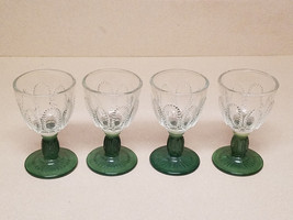 4 Vintage Clear Green Depression Glass Desert Sorbet Sherbet Ice Cream Cups - £27.69 GBP