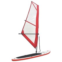 vidaXL Inflatable Stand Up Paddleboard with Sail Set Red and White - $25,690.62 MXN