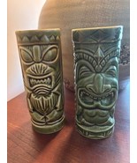 2 Vtg. Tiki Mugs ~ Green Glazed Smiling Big Nose, OMC &amp; Orchids of Hawai... - $24.74