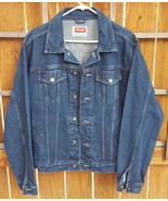 Wrangler Denim/Jean Jacket-Lined-Dark Blue-Mens Large-Button Up-Cowboy R... - £37.36 GBP