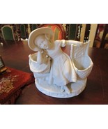 Parian Bisque Figurine  Resting Girl  Double Planter Vase 8x9&quot;&quot; [Top2] - $124.73