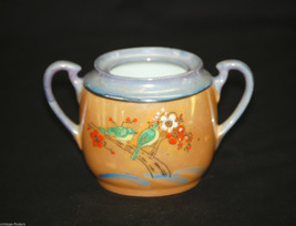 Vintage Asian Open Sugar Bowl Bird Design w Oriental Scene Hand Painted ... - £7.77 GBP