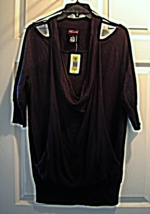Torrid size 0 Black Drop Front Mock  Cowl Neck 3/4 Sleeve Sweater NWT - £23.53 GBP