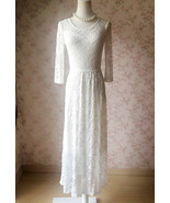 Ivory White Lace Maxi Dress Women Boho Wedding Custom Plus Size Lace Max... - $80.49 CAD
