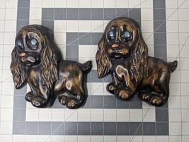 Chalkware Wall Hanging Spaniel Dog Lot of 2 6.5 Inch - $29.95