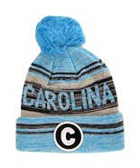 Carolina C Patch Fade Out Cuffed Knit Winter Pom Beanie Hat (Aqua/Black) - $281.41 MXN