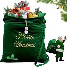 Large Christmas Velvet Santa Gift Bags 36 x 30 Santa Gift Sack with Sant... - $41.09