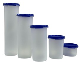 5 Piece Tupperware Round MODULAR MATES Storage Container Blue Seals Pasta Keeper - £50.23 GBP