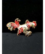 1940&#39;s Rooster Brooch Pin Celluloid Over Brass With Multi Colored Rhines... - $68.44 CAD